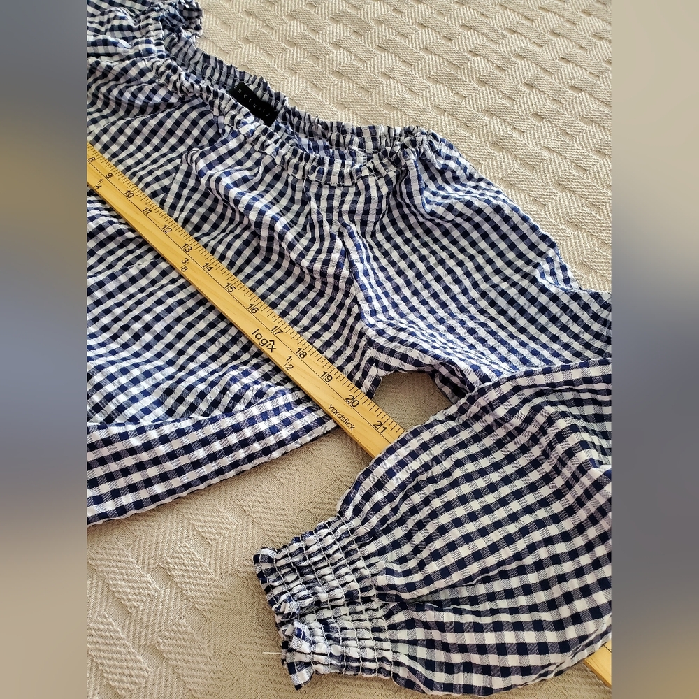Sanctuary Claire Gingham Tie Front Top - Blue White Cottagecore Boho NWOT - Picture 9 of 11